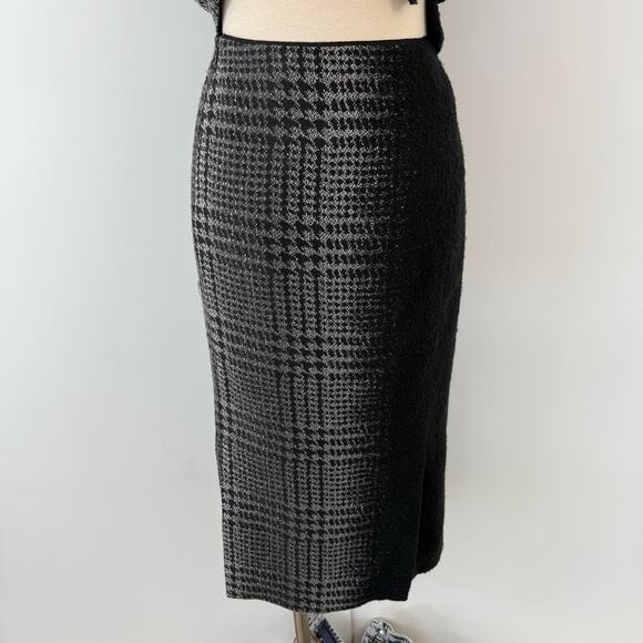 Lafayette 148 Houndstooth Matching Set 2 Piece Boucle Gradient Top and Skirt 6 - Picture 11 of 14